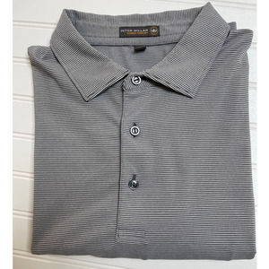 Peter Millar Summer Comfort Striped Gray "BCC" Golf Polo Shirt - Size Men's XL